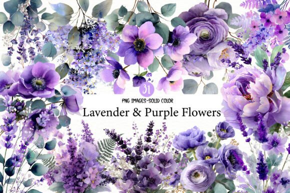 Download Watercolor Lavender &amp; Purple Flowers PNG - Flowers Collection