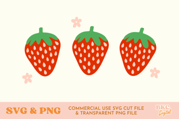 Download Strawberries &amp; Flowers SVG &amp; PNG - Flowers Collection