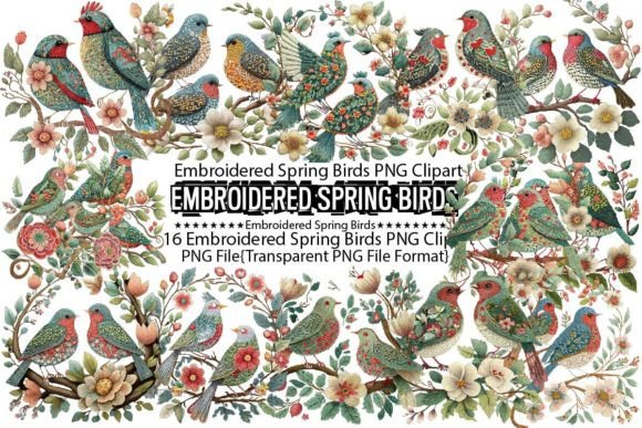Download Embroidered Spring Birds Sublimation - Spring Collection