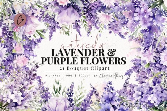 Download Watercolor Lavender &amp; Purple Flowers PNG - Flowers Collection