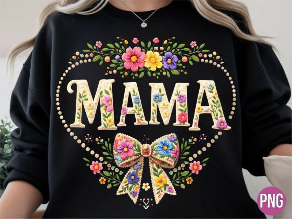 Download Spring Floral Mama Embroidery Bow PNG - Spring Collection