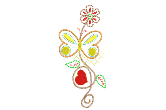 Download Butterfly with Flowers Embroidery Design - Flowers Collection