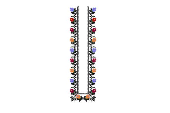 Download Flowers Neckline Cross Stitch Embroidery - Flowers Collection