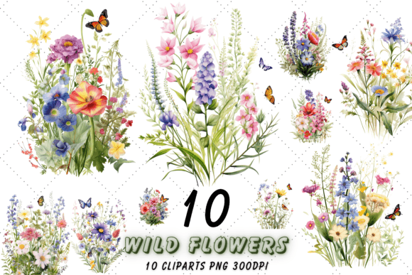 Download Watercolor Wild Flowers Clipart Bundle - Flowers Collection