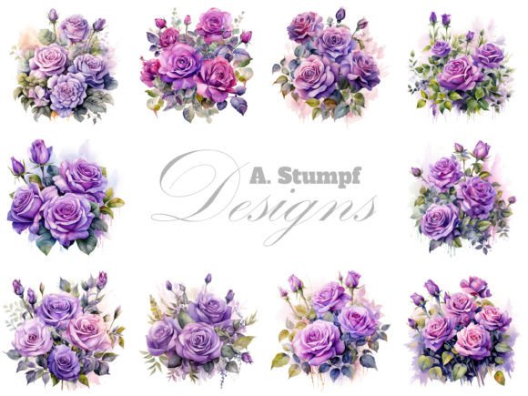 Download Purple Roses Watercolor Flowers Clipart - Flowers Collection