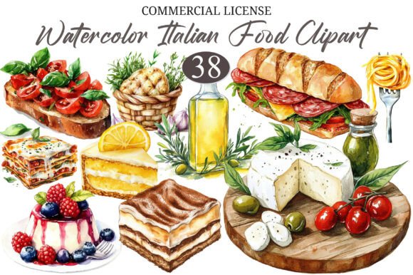 Download Watercolor Italian Food Clipart - Food Collection
