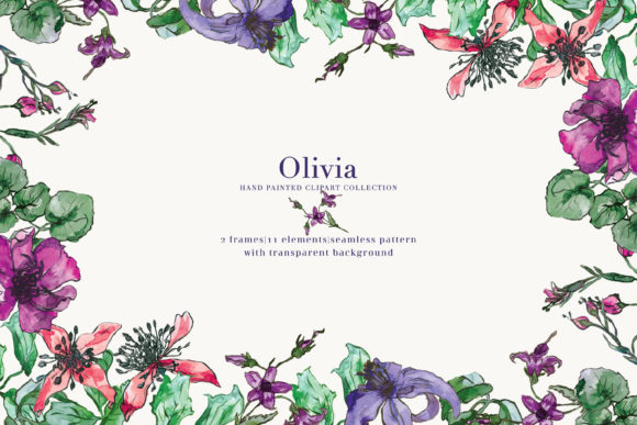 Download Purple Flowers Watercolor Clipart Set - Flowers Collection
