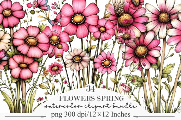 Download Pink Flowers Spring Clipart - Spring Collection