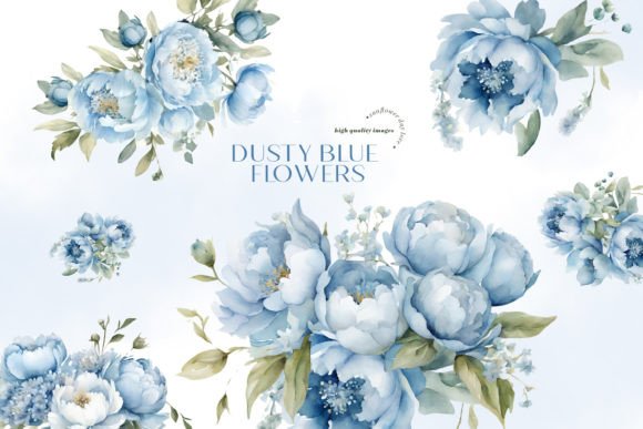 Download Elegant Dusty Blue Flowers Clipart - Flowers Collection