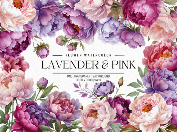 Download Lavender &amp; Pink Flowers Watercolor - Flowers Collection