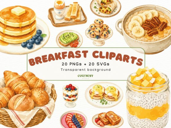 Download Breakfast Watercolor Cliparts, Food PNG - Food Collection