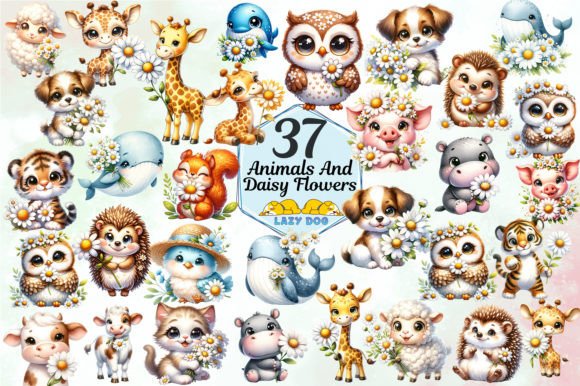 Download Cute Animals &amp; Daisy Flowers - Flowers Collection