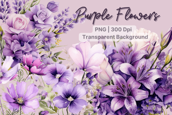 Download Purple Flowers Watercolor Flower Clipart - Flowers Collection