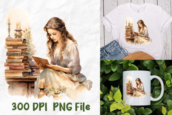 Download Retro Feminine Girl Reading Book Flowers - Flowers Collection