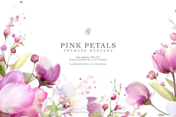 Download Watercolor Pink Flowers Premade Frames - Flowers Collection
