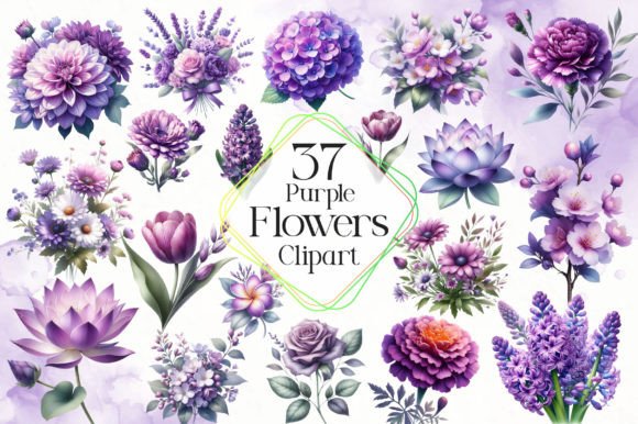 Download Purple Flowers Watercolor Clipart - Flowers Collection