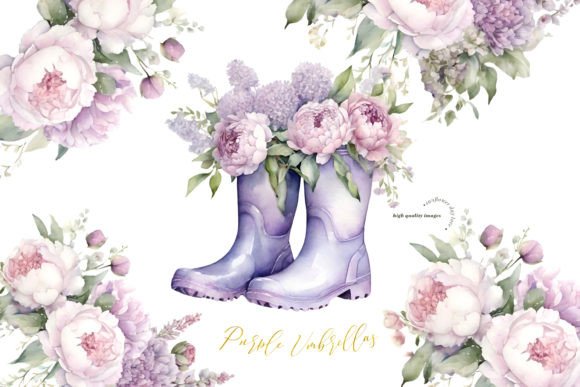 Download Purple Flowers Rain Boots Clipart - Flowers Collection