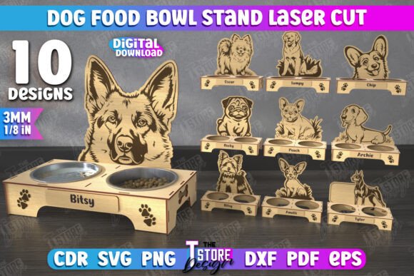 Download Dog Food Bowl Stand Bundle | CNC File - Food Collection