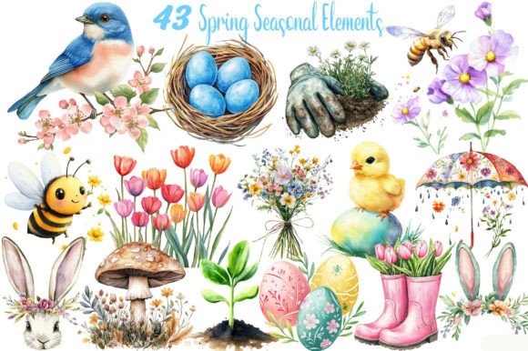 Download Spring Seasonal Elements Clipart - Spring Collection