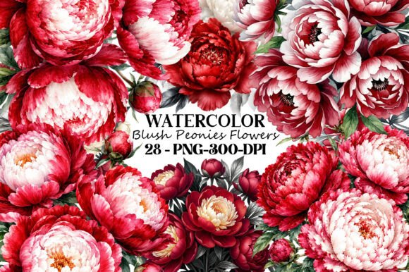 Download Watercolor Blush Peonies Flowers PNG - Flowers Collection