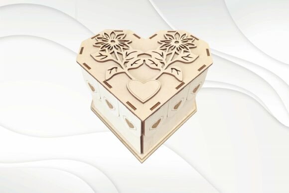 Download Gift Box Flowers Heart Laser Cut Model - Flowers Collection