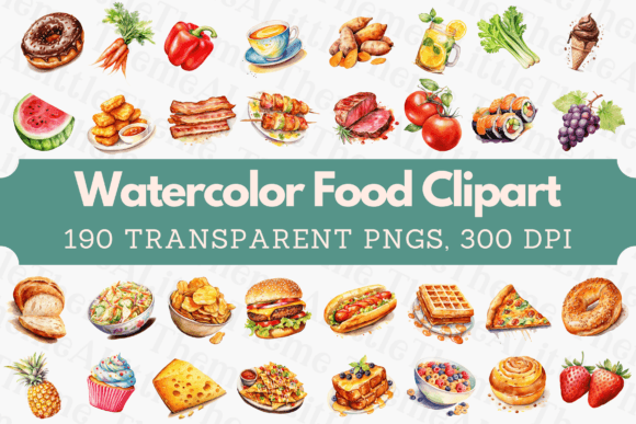 Download Watercolor Food Clipart - 190 PNGs - Food Collection