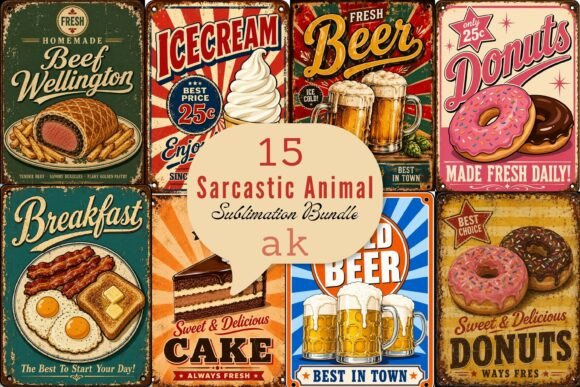 Download Retro Food Poster Sublimation PNG Bundle - Premium Resources